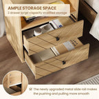 Modern Nightstand with Charging Station, LED Bedside Table with 2 Storage - Image 7