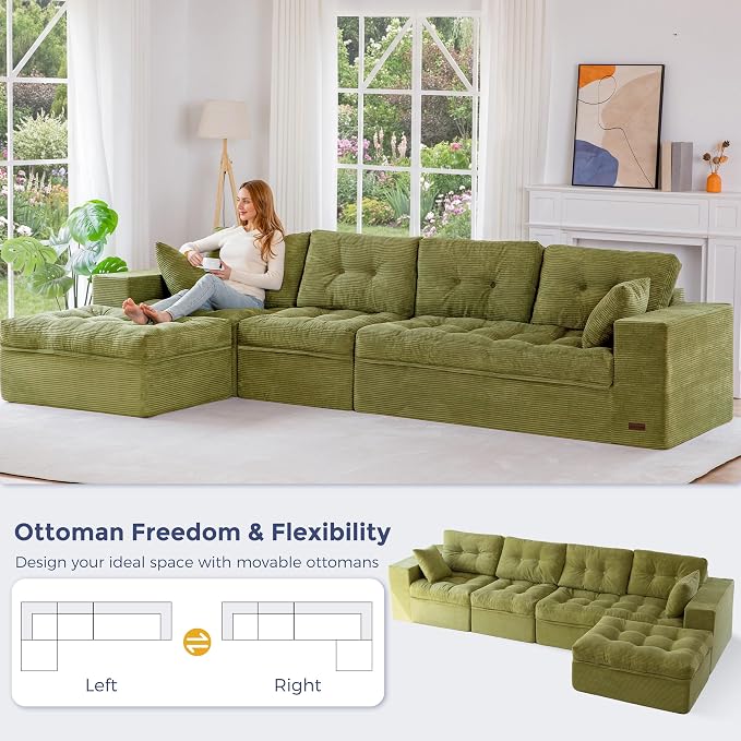 MAXYOYO 132" L Shaped Modular Sectional Sofa - Image 7