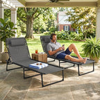 Outsunny Folding Chaise Lounge Chair Set of 2, Patio Sun Tanning Chair - Image 7