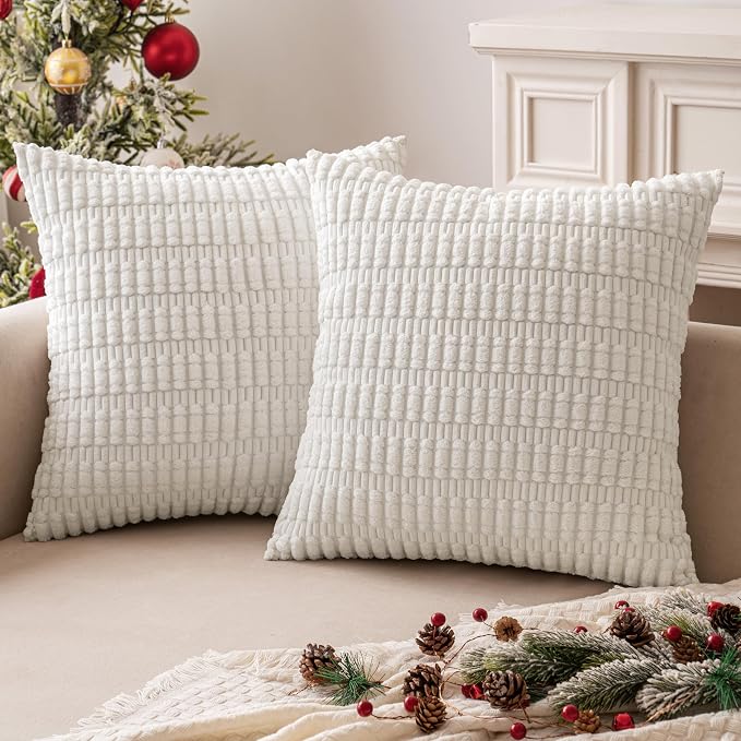 MIULEE Euro Sham Corduroy Decorative Throw Pillow Covers 24x24 Pure White | - Image 10
