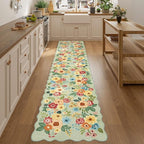 DUKINO 2.6x12 Washable Runner Rug, Floral Non Slip Long Kitchen Rug, Stain - Image 7