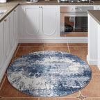 Blue Round Area Rugs 4ft Washable Circle Rug - Image 3