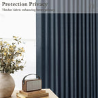 120 Inch Pinch Pleated Linen Navy Semi Sheer Curtains - Image 6