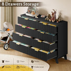 BORNOON Fluted 8 Drawer Tall Dresser, 47.2" Wide Modern Boho Chest of Drawers - Image 6