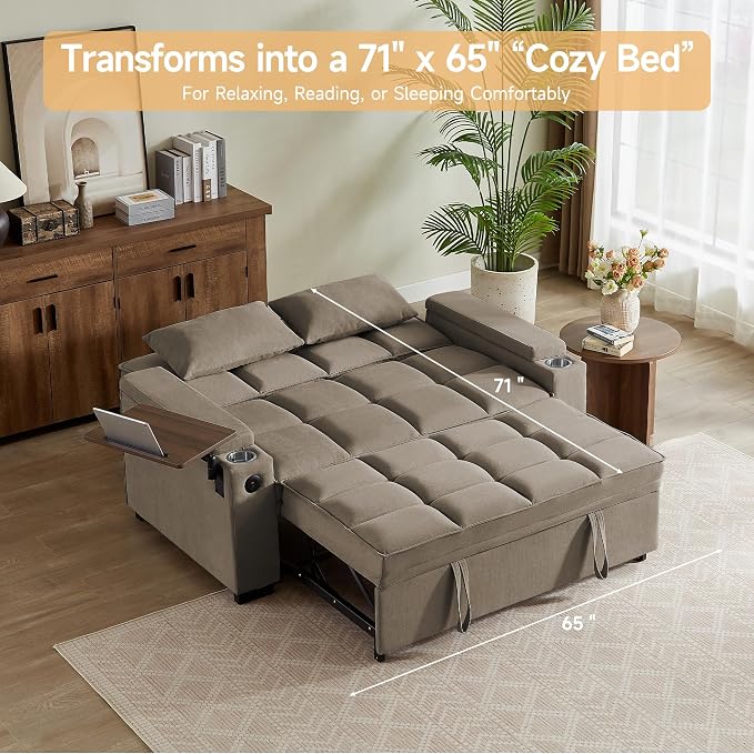 hansones ​66" Multi-Functional Pull-Out Sofa Bed - Image 3