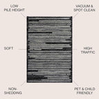 JONATHAN Y Khalil Modern Berber Stripe Black/Cream Indoor Area Rug, Contemporary - Image 2