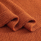 CozeCube Burnt Orange Seed Stitch Throw Blanket 50"x60", Farmhouse Decor | - Image 8