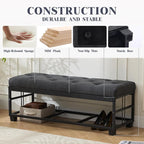 Mangodan 43 Inch Linen Storage Ottoman Bench, Foot Rest - Image 5