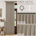 Deep Flax Blackout Pinch Pleat 100 Inch Linen Curtains 2 Panels Set | - Image 5