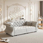83.8" Oversized Pull Out Sofa Bed, Chesterfield Velvet Sleeper Sofa Couch - Image 9