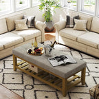 Befurtori Large Rectangular Upholstered Ottoman Bench, Linen Tufted Footrest - Image 4