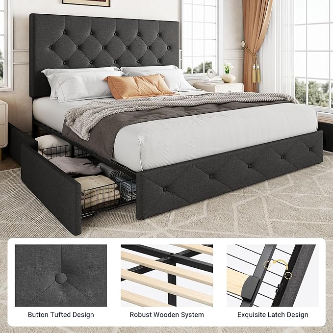 Allewie Upholstered Full Size Platform Bed Frame - Image 6