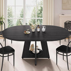 43''–59'' Extendable Dining Table, Round Kitchen Dining Room Dinner Table - Image 6