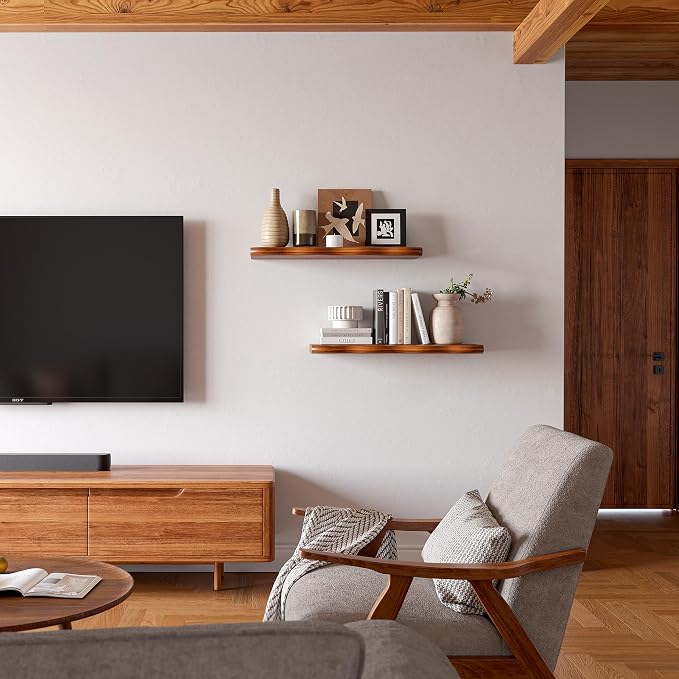 YUFLINX 24inch Walnut Finished Floating Shelves - Image 2