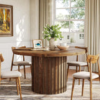 47" Solid Wood Dining Table for 4-6, Farmhouse Round Kitchen Table - Image 7