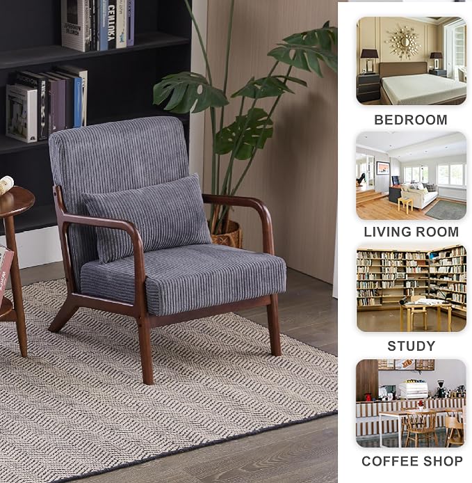 Mid-Century Modern Accent Chair & Coffee Table Set, Vintage Luxury 2-Piece - Image 8