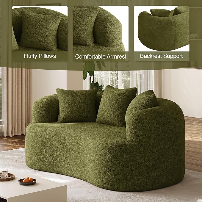 68.5" Loveseat Sofa for Living Room, Modern Luxury Plush Chenille Extra Deep - Image 8