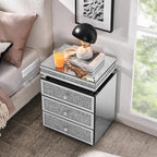 Mirrored Nightstand with 3 Drawers, Mirror End Table, Modern Bedside Table - Image 4
