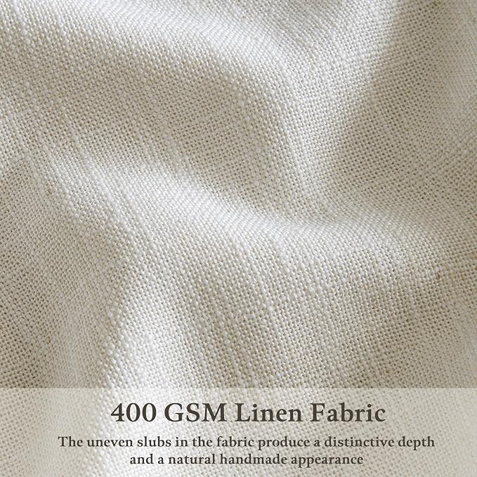 Light Filtering Cream Pinch Pleated 98 Inch Thick Linen Curtains 50Wx98L | Semi - Image 3