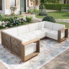MIXPATIO Patio Sectional Furniture Set, 6 Piece U Shape Patio Couch Wicker Sofa by MIXPATIO