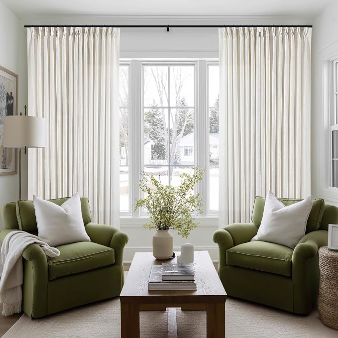 Natural Pinch Pleated Linen 90 Inch Curtains 100 Inch Width | Light Filtering - Image 2