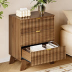 BORNOON Fluted 3 Drawer Dresser, 30.3" Tall Compact Modern Boho Chest of Drawers - Image 4