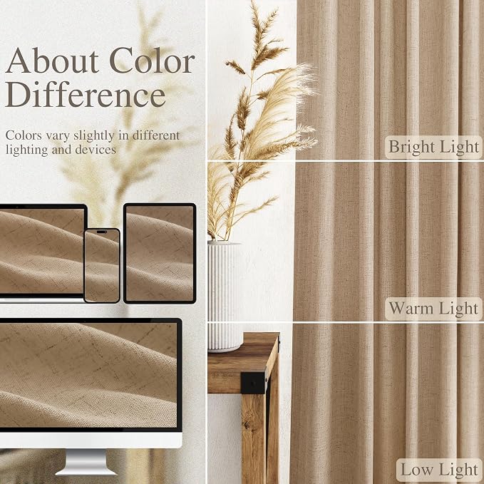 Sand Beige Curtains 72 Inch Length - Image 3