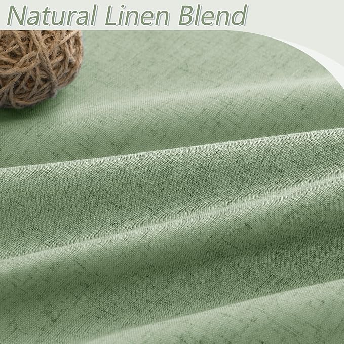 Light Sage 100% Blackout Linen Curtains 90 Inch Length 2 Panels Set - Image 3