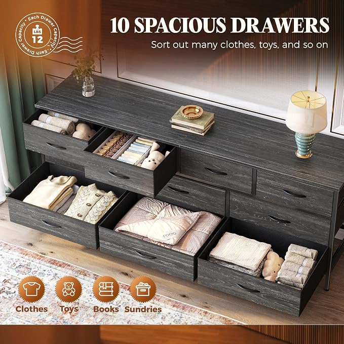 Huuger 63 Inch Dresser for Bedroom, Long Dresser - Image 5