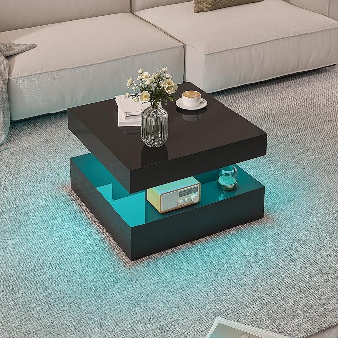 HedoAjim Small Black Led Coffee Table - Image 6