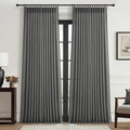 Natural Linen Semi Sheer Ceiling Curtains 102 Inches Long 2 Panels by PleatedDrapes