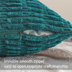 Pack of 2 Corduroy Decorative Throw Pillow Covers 18x18 Inch, Turquoise | Fall - Image 3