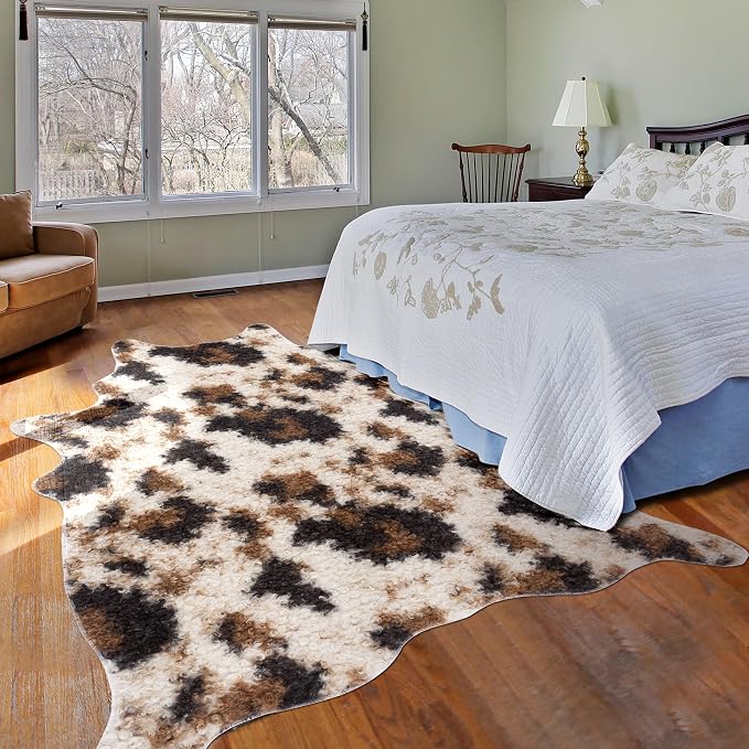 Faux Fur Cowhide Rug: Fluffy Cow Print 5.2x7 Feet Washable Cow Hide Rug - Image 5