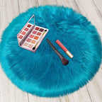 2ft Small Round Blue Rug, Thick Furry Fluffy Carpet by TENNOLA