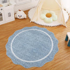 GarveeHome Scalloped Round Washable Rug, Soft Modern Round Rugs 5ft, Boho Blue - Image 7