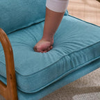 VINGLI Linen Teal Comfy Accent Chair, Mid Century Modern Lounge Armchair - Image 5
