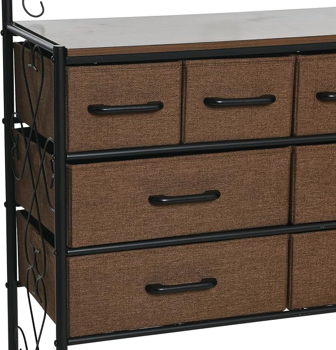 Household Essentials Walnut Iron 8-Drawer Sideboard - Image 6