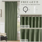 120 Inch Olive Green Linen Pinch Pleated Blackout Curtains Double Layer | 100% - Image 5