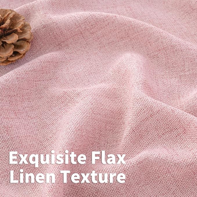 YoungsTex Light Pink Linen Curtains 63 Inch Length - Image 5