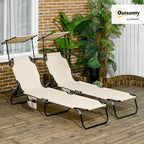 Outsunny Folding Chaise Lounge Pool Lounge Chairs Set of 2, Outdoor Sun Tanning - Image 2