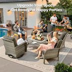 Weaxty 7 Pieces Patio Furniture Set, Wicker Outdoor Swivel Rocking Chairs - Image 9