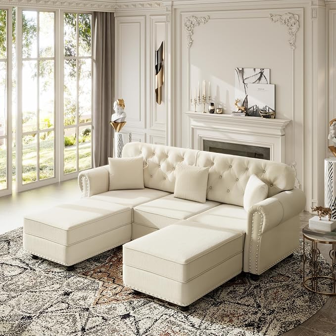 KEIKI 83" Velvet Chesterfield Sofa by KEIKI