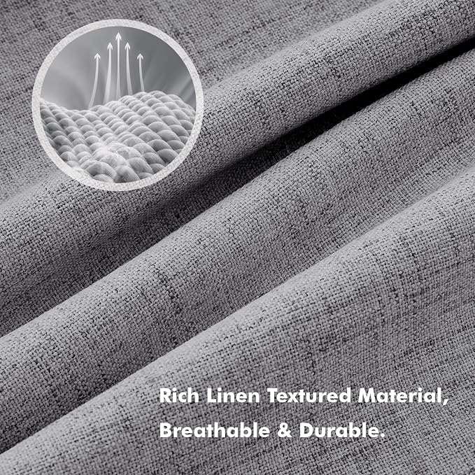 MIULEE 100% Blackout Linen Curtains 42 x 84 Inch Glacier Gray 2 Panels | - Image 3
