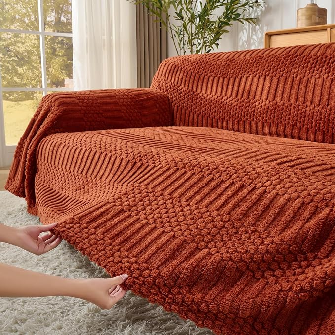 Fuzzy Hobo Couch Cover for Sectional Sofa, Sofa Slipcover for 2 Cushion Couch - Image 4