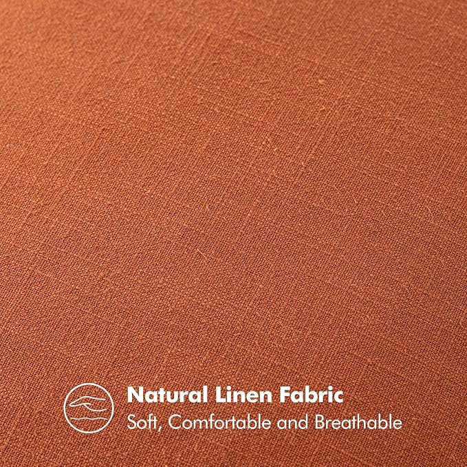 MIULEE Decorative Linen Pillow Covers 18x18 Inch Rust | Boho Farmhouse​ ​Fall - Image 8