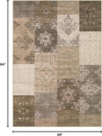 UERMEI 5x7 Area Rug for Living Room, Washable Brown Modern Geometric Patchwork - Image 2