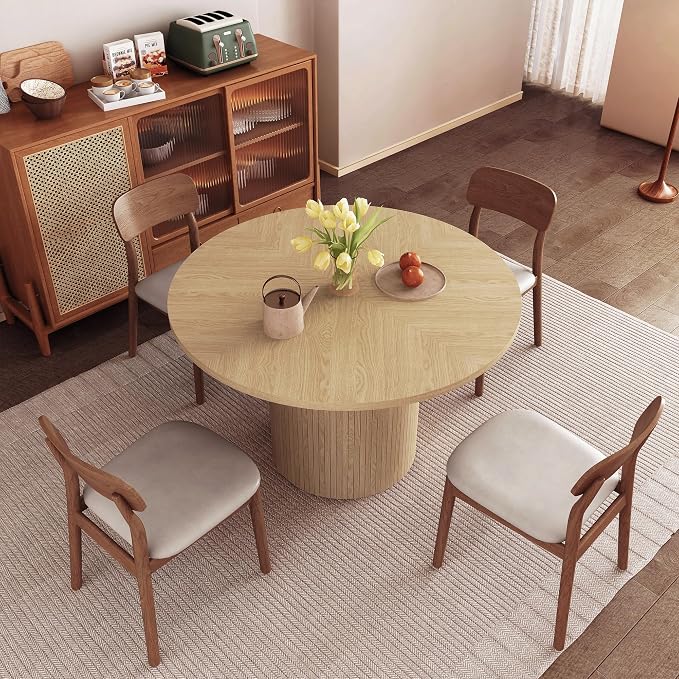 weselon Round Dining Table for 4, Modern Farmhouse Kitchen Table, 47 Inch Small - Image 4