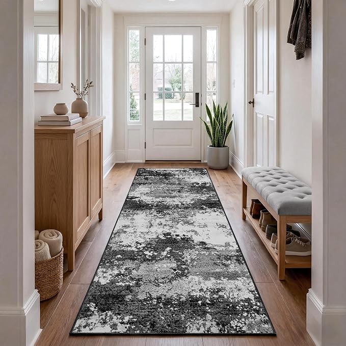 Washable 2x6 Black Runner Rug for Hallway Kitchen Entryway Non Slip | Runner by Acapet