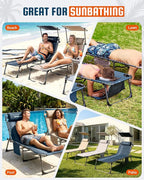 KingCamp Lounge Chair with face Hole & Canopy Shade, 400LBS Folding Portable - Image 10