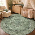 RELEANY Washable Area Rug, Round 5ft, Water Repellent, Pet Friendly, Vintage by RELEANY